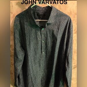 John Varvatos Dark Blue Patterned Button-Down Shirt XXL